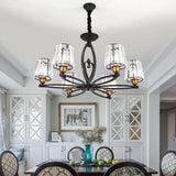Vintage Tapered Crystal Block Ceiling Light - 3/6 Lights Black Ideal For Dining Room 6 /