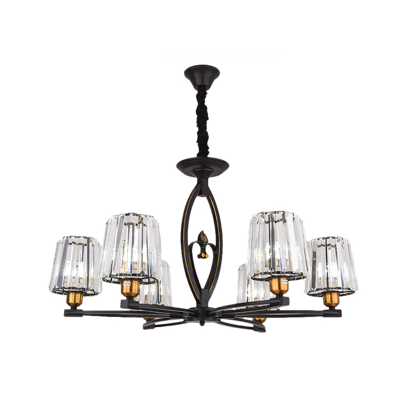 Vintage Tapered Crystal Block Ceiling Light - 3/6 Lights Black Ideal For Dining Room
