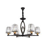 Vintage Tapered Crystal Block Ceiling Light - 3/6 Lights Black Ideal For Dining Room