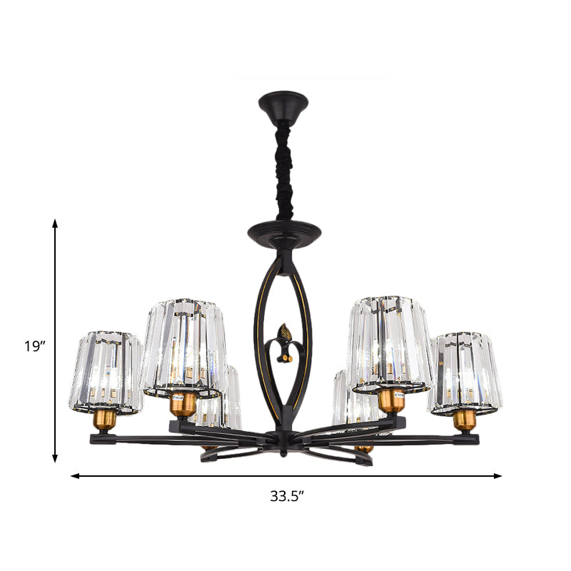 Vintage Tapered Crystal Block Ceiling Light - 3/6 Lights Black Ideal For Dining Room