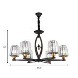 Vintage Tapered Crystal Block Ceiling Light - 3/6 Lights Black Ideal For Dining Room