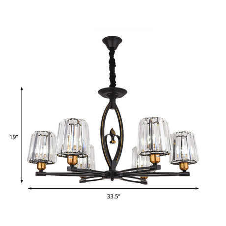 Vintage Tapered Crystal Block Ceiling Light - 3/6 Lights Black Ideal For Dining Room