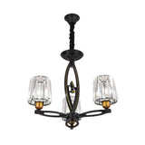 Vintage Tapered Crystal Block Ceiling Light - 3/6 Lights Black Ideal For Dining Room