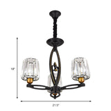 Vintage Tapered Crystal Block Ceiling Light - 3/6 Lights Black Ideal For Dining Room