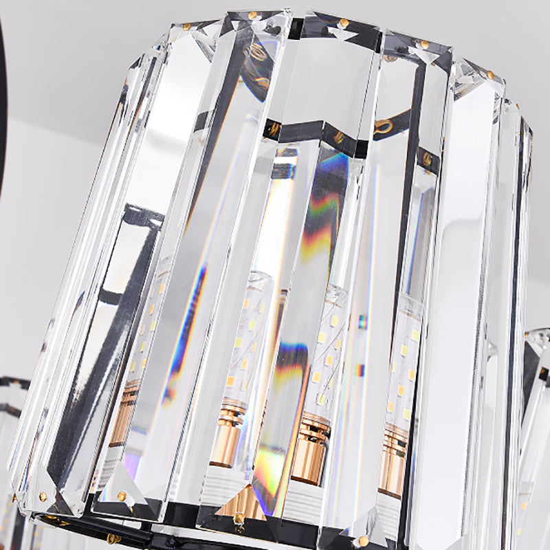 Vintage Tapered Crystal Block Ceiling Light - 3/6 Lights Black Ideal For Dining Room