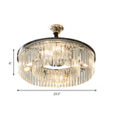 Crystal Block Drum Chandelier Pendant Light - Elegant & Modern Style With 4/8 Lights In Chrome 18/23