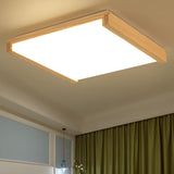 Simplicity Wood Led Flush Mount Ceiling Light For Bedroom