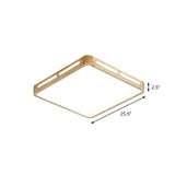 Japanese Square Led Wood Flush Mount Ceiling Light With Acrylic Shade - Bedroom Lighting