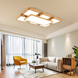 Geometric Minimalist Led Wood Flush Mount For Living Room Lighting