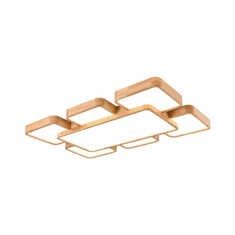 Geometric Minimalist Led Wood Flush Mount For Living Room Lighting