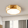 Faceted Octagonal Led Ceiling Light - Nordic Design For Living Room Wood / 18’ Natural