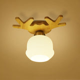 White Glass Led Flush Mount Lighting With Nordic Design Shaded Entryway Ceiling Light Fixture / E
