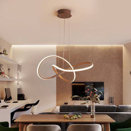 Modern Gold Metallic Led Chandelier Pendant Light For Restaurants - Sleek And Seamless Design