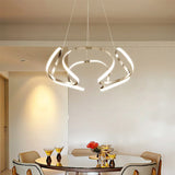 Led Floral Ceiling Chandelier - Modern Metallic Dining Room Light