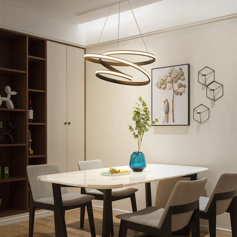 Chic Nordic Style Coffee Metallic Led Suspension Chandelier Light For Restaurants / 31.5 White