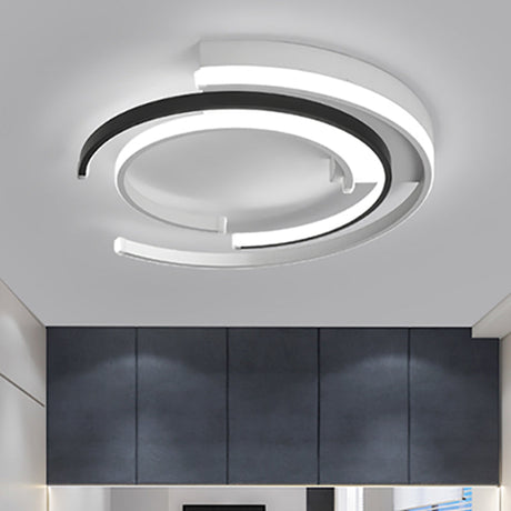 Black And White Led Circular Flush Mount For Modern Acrylic Bedroom Lighting Black-White / 16