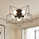 Antique Iron Flush Mount Ceiling Light With 5 Heads Semi Fixture Perfect For Bedroom Black