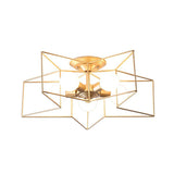 5-Bulb Iron Star Semi Flush Mount Ceiling Light For Simple Living Room Decor
