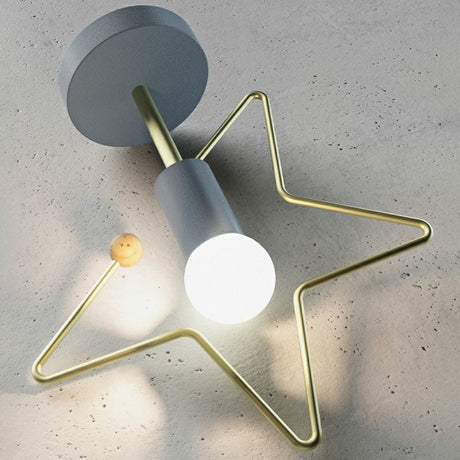 Vintage Geometric Metal Semi Flush Ceiling Light - 1-Light Corridor Mount Fixture