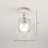 Retro Geometric Semi Flush Mount Lighting - Iron Fixture For Entryway White / Hexagon