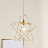 Gold Retro Star Frame Iron Pendant Light For Restaurants