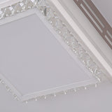 Simple Flush Mount Led Acrylic Ceiling Light With Crystal Accent - White Square/Rectangle 24.5/36