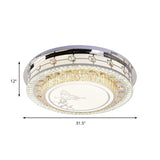 Contemporary Crystal Led Ceiling Light With Butterfly Pattern - Chrome Flush Mount Fixture 23.5/31.5