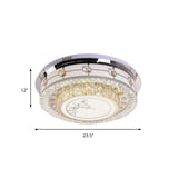 Contemporary Crystal Led Ceiling Light With Butterfly Pattern - Chrome Flush Mount Fixture 23.5/31.5
