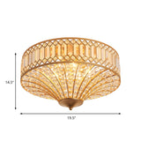 Chinese Style 5-Light Bedroom Ceiling Lamp In Flared Crystal Flush Mount Design - Gold Finish

This