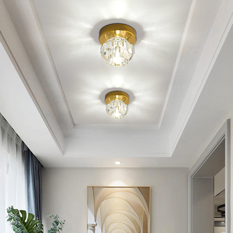Bud-Shaped Led Crystal Flush Mount Ceiling Light - Modern Design For Corridors