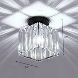 Contemporary Geometric Crystal Prism Flush Mount Led Ceiling Light Fixture Black / White Square