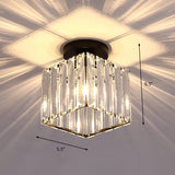 Contemporary Geometric Crystal Prism Flush Mount Led Ceiling Light Fixture Black / Warm Square Plate