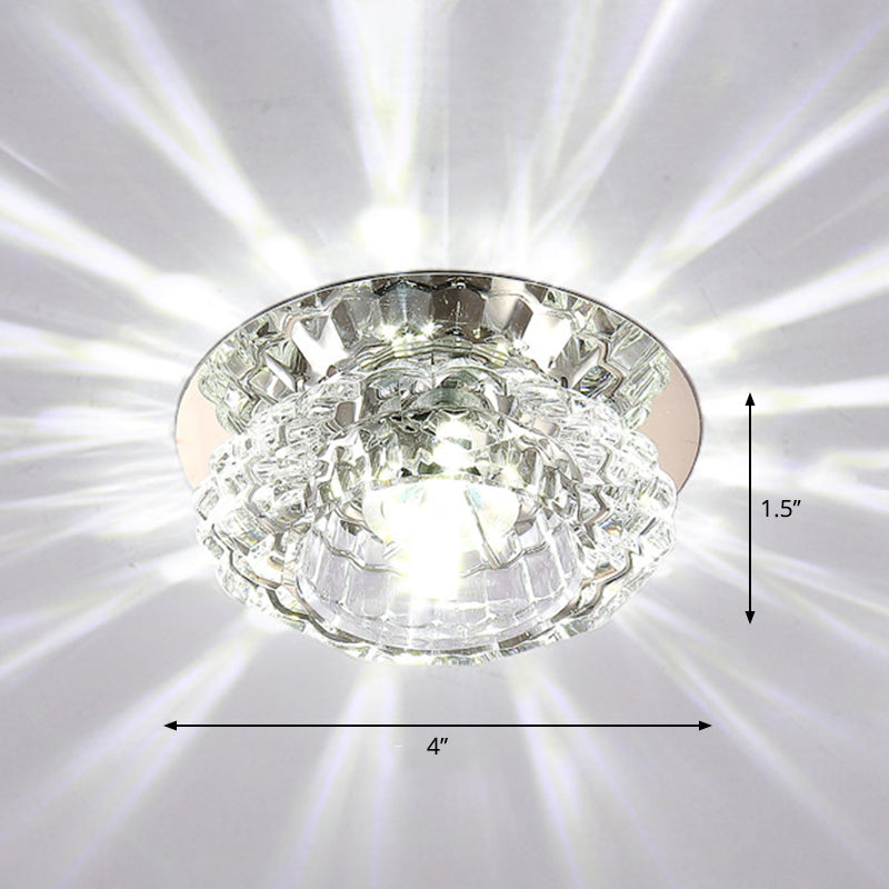 Modern Led Flush Ceiling Light Clear Crystal Floral Design For Entryway / White