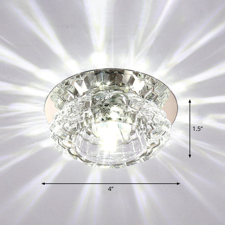 Modern Led Flush Ceiling Light Clear Crystal Floral Design For Entryway / White