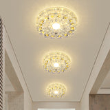 Crystal Led Flush Ceiling Light Fixture - Modern Entryway Clear