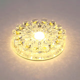 Crystal Led Flush Ceiling Light Fixture - Modern Entryway Clear / Warm Round