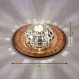 Minimalist Led Crystal Round Flush Mount Lighting For Corridor Spaces Tan / White
