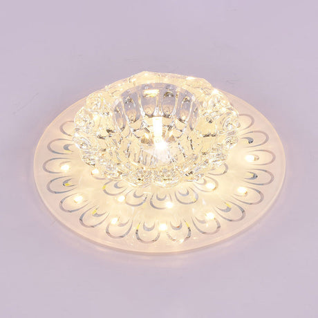 Minimalist Crystal Floral Led Flush Mount For Corridor Lighting Clear / Warm