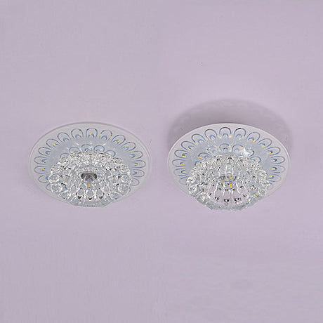 Minimalist Crystal Floral Led Flush Mount For Corridor Lighting