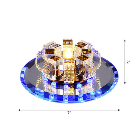 Modern Crystal Led Flush Mount Ceiling Light For Hallway With Flower-Like Design