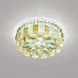 Amber Crystal Led Flush Ceiling Light For Modern Entryways / White