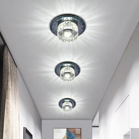 Simple Crystal Led Ceiling Light With Flush Mount - Ideal For Corridors