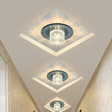 Sleek Crystal Cylinder Led Flush Mount Spotlight For Hallway Lighting
