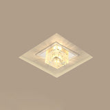 Contemporary Square Crystal Led Flush Ceiling Light For Hallway