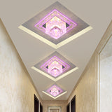 Minimalist Clear Led Crystal Square Flush Mount Lighting For Passage