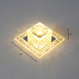 Minimalist Clear Led Crystal Square Flush Mount Lighting For Passage / 5.5 Warm