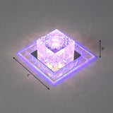 Minimalist Clear Led Crystal Square Flush Mount Lighting For Passage / 7 Blue
