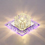 Simplicity Square Led Crystal Flush Mount Ceiling Light - Clear For Entryways / 5.5 Purple