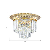 2-Tier Minimalist Crystal Flush Light With Led Golden Indoor Ceiling Lighting 14/16 Diameter
