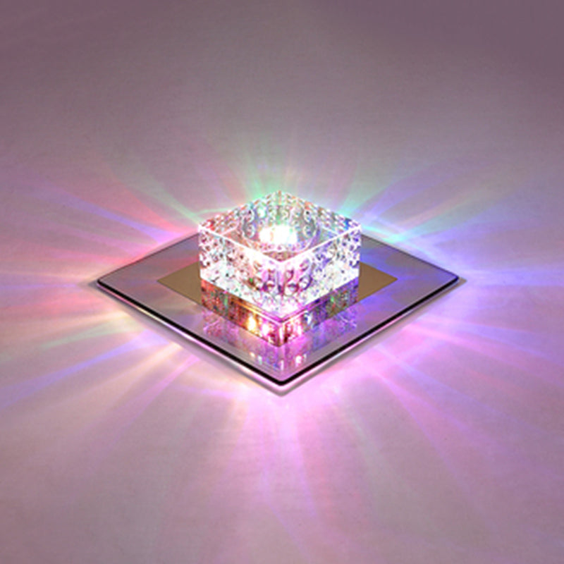 Minimalist Led Crystal Flush Mount For Corridor Lighting Black / Multi Color